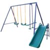 Tidoin AOK-YDW1-515 Multi-Colored A-Frame Metal Multi-Person Swing Set with Slide
