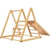 TIRAMISUBEST WFXY297446AAK 4-in-1 Natural Indoor Kids Playset with Climb Ramp, Swing and Slide
