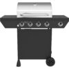 Nexgrill 720-0925P 4-Burner Propane Gas Grill in Black with Side Burner and Stainless Steel Main Lid