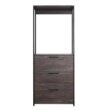 Klair Living Monica-C Monica 32 in. W Rustic Gray Wood Closet System Walk-in Closet With 3-Drawers