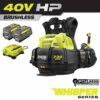 RYOBI RY404170 40V HP Brushless Whisper Series 165 MPH 730 CFM Cordless Battery Backpack Blower with (2) 6.0 Ah Batteries and Charger
