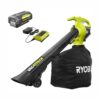 RYOBI RY40450 40V Lithium-Ion Cordless Leaf Vacuum/Mulcher with 4.0 Ah Battery and Charger Included