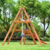 Angel Sar AD000001 Kids Wooden Swing Set with Slide, Outdoor Playset Backyard Activity Playground Climb Swing Set