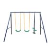 LN20232274 Metal Outdoor Swing Set with Glider for Kids, Toddlers, Children