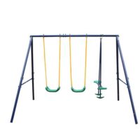 LN20232274 Metal Outdoor Swing Set with Glider for Kids, Toddlers, Children