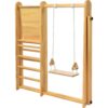 LN20232279 Wood Indoor Swing Set with Rock Climb Ramp for Toddlers