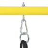 LN20232281 Metal Outdoor Swing Set with Steel Frames, Climbing Rope, Disc Tree Swing Playset and Basketball Hoop in Yellow