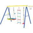 TIRAMISUBEST MSXY296182AAA 4 in 1 Outdoor Swing Set with Climbing Ladder and Basketball Hoop for Kids