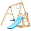 TIRAMISUBEST SWXY000062AAP Outdoor Wooden Swing Set with Slide for Toddlers