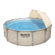 Bestway 5614UE-BW 13 ft. x 13 ft. Round 42 in. Deep Metal Frame Above Ground Outdoor Swimming Pool Set with Canopy