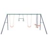 TIRAMISUBEST DXY0102HHRXG8-C Outdoor Steel Swing Set with Gymnastic Rings and 4 Seats