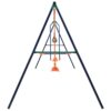 TIRAMISUBEST DXY0102HHRXG8-C Outdoor Steel Swing Set with Gymnastic Rings and 4 Seats