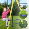 TIRAMISUBEST MS2XY81008AAC Outdoor Utility Metal 5 in 1 Swing Set with 2 Swing, 1 Horizontal Bar, 1 Slide Set and 1 Basketball Hoop