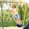 TIRAMISUBEST MS2XY81008AAC Outdoor Utility Metal 5 in 1 Swing Set with 2 Swing, 1 Horizontal Bar, 1 Slide Set and 1 Basketball Hoop
