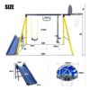 TIRAMISUBEST MS2XY81008AAC Outdoor Utility Metal 5 in 1 Swing Set with 2 Swing, 1 Horizontal Bar, 1 Slide Set and 1 Basketball Hoop