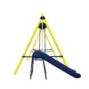 TIRAMISUBEST MS2XY81008AAC Outdoor Utility Metal 5 in 1 Swing Set with 2 Swing, 1 Horizontal Bar, 1 Slide Set and 1 Basketball Hoop
