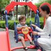 TOBBI TH17Y0858 5 in 1 Kids Slide and Swing Set Indoor Outdoor Playground Toddler Playset with Basketball Hoop