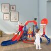 TOBBI TH17Y0858 5 in 1 Kids Slide and Swing Set Indoor Outdoor Playground Toddler Playset with Basketball Hoop