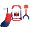 TOBBI TH17Y0858 5 in 1 Kids Slide and Swing Set Indoor Outdoor Playground Toddler Playset with Basketball Hoop