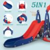 TOBBI TH17Y0858 5 in 1 Kids Slide and Swing Set Indoor Outdoor Playground Toddler Playset with Basketball Hoop