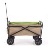 Seina 150lb Capacity Folding Steel Outdoor Utility Wagon Cart, Khaki/Green