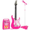 Best Choice Products Kids Electric Musical Guitar Toy Play Set w/ 6 Demo Songs, Whammy Bar, Microphone, Amp, AUX - Pink