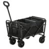 Outsunny Collapsible Folding Wagon Cart, Garden Wagon Portable Cart Black