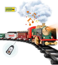 FANL Train Set Toy, RC Train Set W/ Smoke, Lights, Sounds Railway , Rechargeable Electric Train Toy Birthday Gift Toys for Age 3 4 5 6 + Kids
