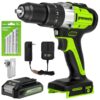 Greenworks 24V Brushless Cordless Hammer Drill with Battery & Charger, 530 in-lbs Torque, 1/2” Keyless Chuck, Variable Speed Control, Bonus 5 Piece Bit Set