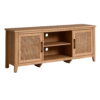 My Texas House Emma Wood and Cane TV Stand for TVs up to 65 inches, Light Oak, 5 minute Assembly