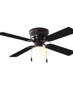 Mainstays 42 inch Hugger Indoor Ceiling Fan with Light Kit, Black, 4 Blades, Reverse Airflow