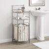 Mainstays 2 Shelves 10 lb Capacity Steel Storage Shelf Unit with Hamper, Satin Nickel Finish