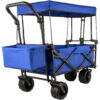 VEVOR Collapsible Wagon Cart Blue, Foldable Wagon Cart Removable Canopy 600D Oxford Cloth