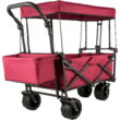 VEVOR Collapsible Wagon Cart Red, Foldable Wagon Cart Removable Canopy 601D Oxford Cloth