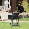 Royal Gourmet CC1830V 30" Barrel Charcoal Grill with Wood-Painted Side Table and Front Table