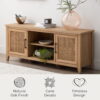 My Texas House Emma Wood and Cane TV Stand for TVs up to 65 inches, Light Oak, 5 minute Assembly
