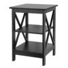HomGarden 2 Pack 3-Tier End Table Square Wood Sofa Side Table, Black