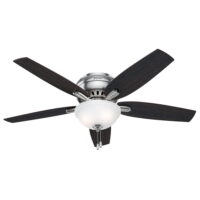 Hunter Newsome 52" Low Profile Ceiling Fan with LED Light, Brushed Nickel