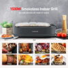 Indoor Smokeless Grill, Techwood 1500W Electric Grill with Tempered Glass Lid, Electric Portable Korean BBQ Grill, Dual Removable Griddle & Grill Plates, Dishwasher-Safe, Gray