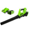 Greenworks 40V 390 CFM Cordless Leaf Blower with 2.5 Ah Battery and Charger, 2400802