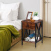 ZENSTYLE Set of 2 End Table Sofa Side Tables with X-Design Metal Frame for Bedroom Home Brown