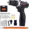 GOXAWEE 12V Cordless Drill Driver with 2 Batteries, Electric Screw Driver Set 100pcs Set with Durable Tool Case, 3/8