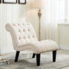 Andeworld Set of 2 Accent Chair for Living Room Bedroom Upholstered Tufted Curved Backrest Casual Fabric Chairs with Wood Legs Cream