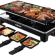 CUSIMAX Raclette Grill Electric Grill Table Portable 2 in 1 Korean BBQ Grill Indoor & Cheese Raclette