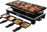 CUSIMAX Raclette Grill Electric Grill Table Portable 2 in 1 Korean BBQ Grill Indoor & Cheese Raclette
