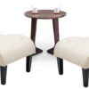Andeworld Set of 2 Accent Chair for Living Room Bedroom Upholstered Tufted Curved Backrest Casual Fabric Chairs with Wood Legs Cream
