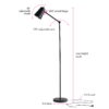 Mainstays 64 inch Black Architect Floor Lamp with LED Bulb, Matte Metal Finish