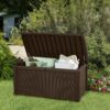 Keter Borneo Outdoor All-Weather 110 Gallon Plastic and Resin Deck Box, Brown