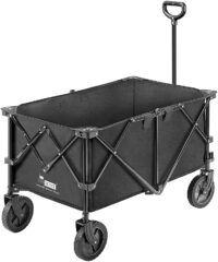 VIVOHOME Heavy Duty Collapsible Wagon Cart with 2 Drink Holders and Wheels for Camping and Picnic, 176lbs Capacity