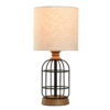 Mainstays Black Metal Cage Table Lamp with Wood Accents and Drum Shade, bulb included, 17"
